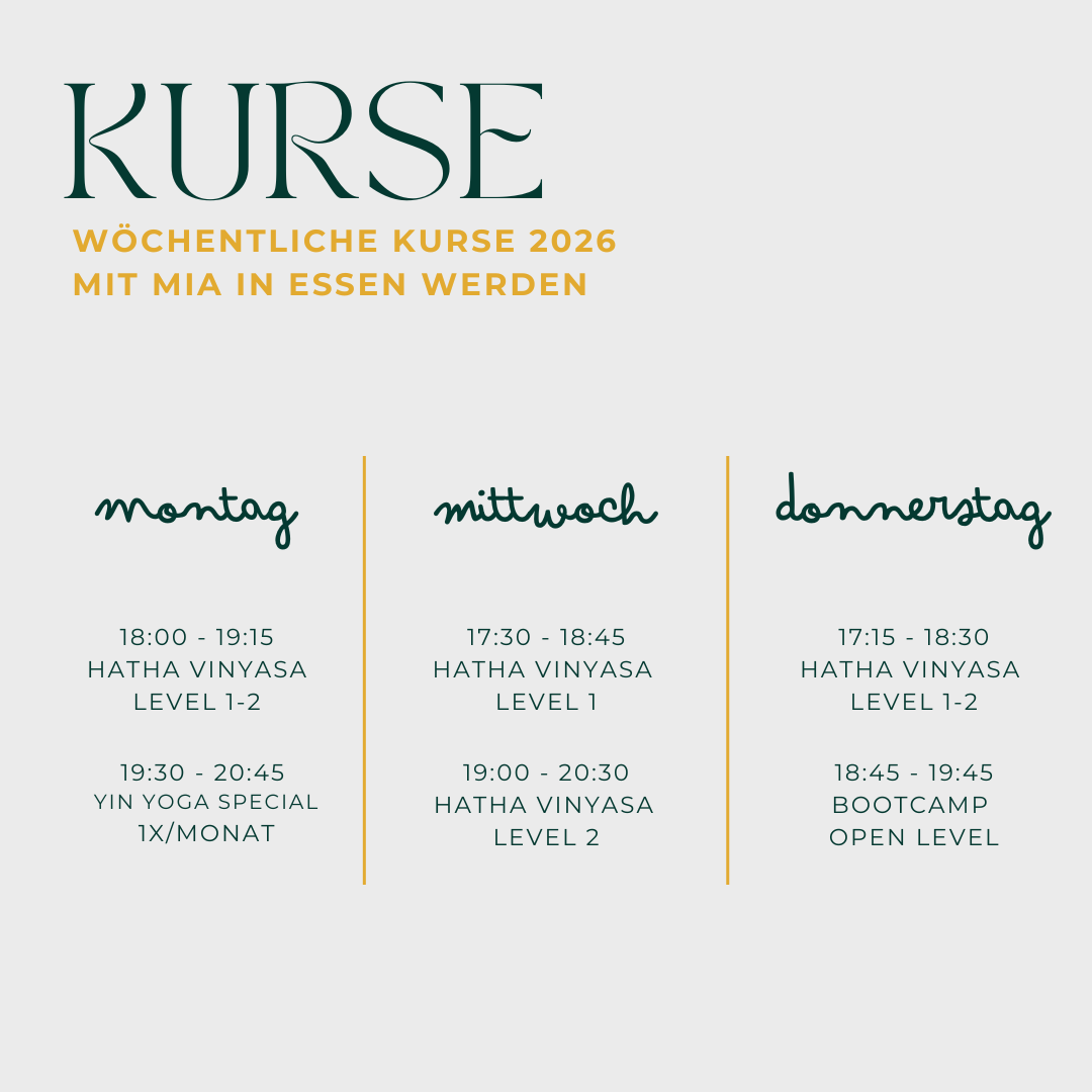 Kursübersicht für 2026: Yoga und Hiit/Bootcamp Training in persönlicher Atmosphäre!